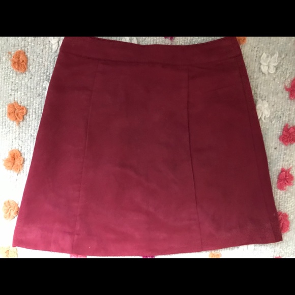 Red “suede” Button Front Skirt - Picture 2 of 3